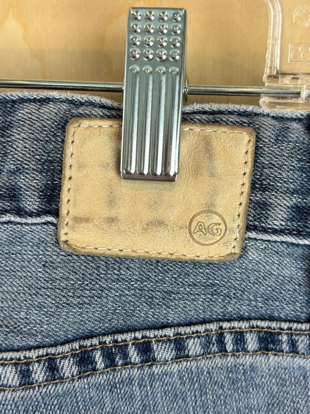 AG Adriano Goldschmied Womens Blue Distressed Denim Straight Jeans Size 27 R - Picture 6 of 9